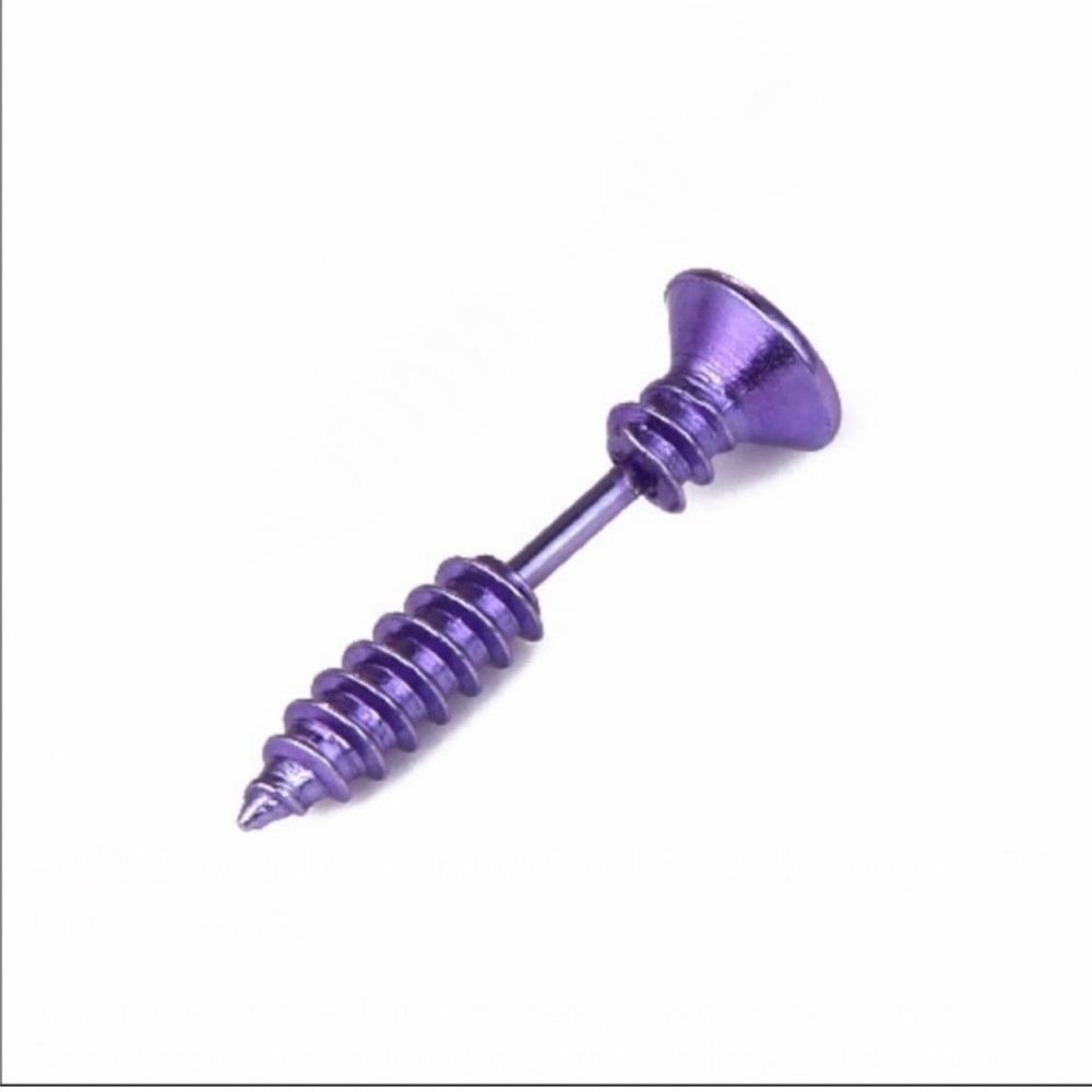 Purple Titanium Steel Screw Earrings